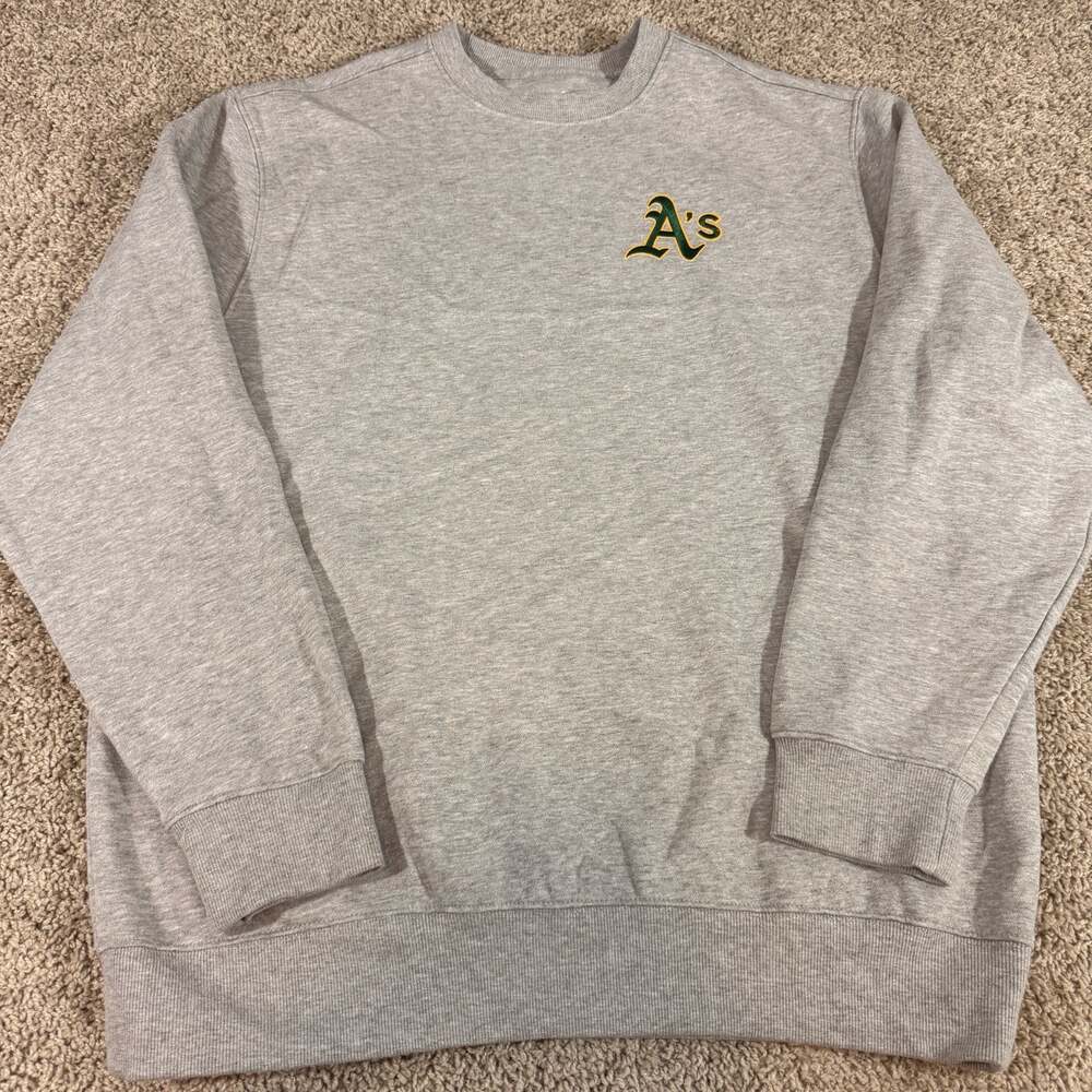 Antigua Oakland Athletics A’s Crewneck Sweatshirt Mens Large Gray MLB Pullover